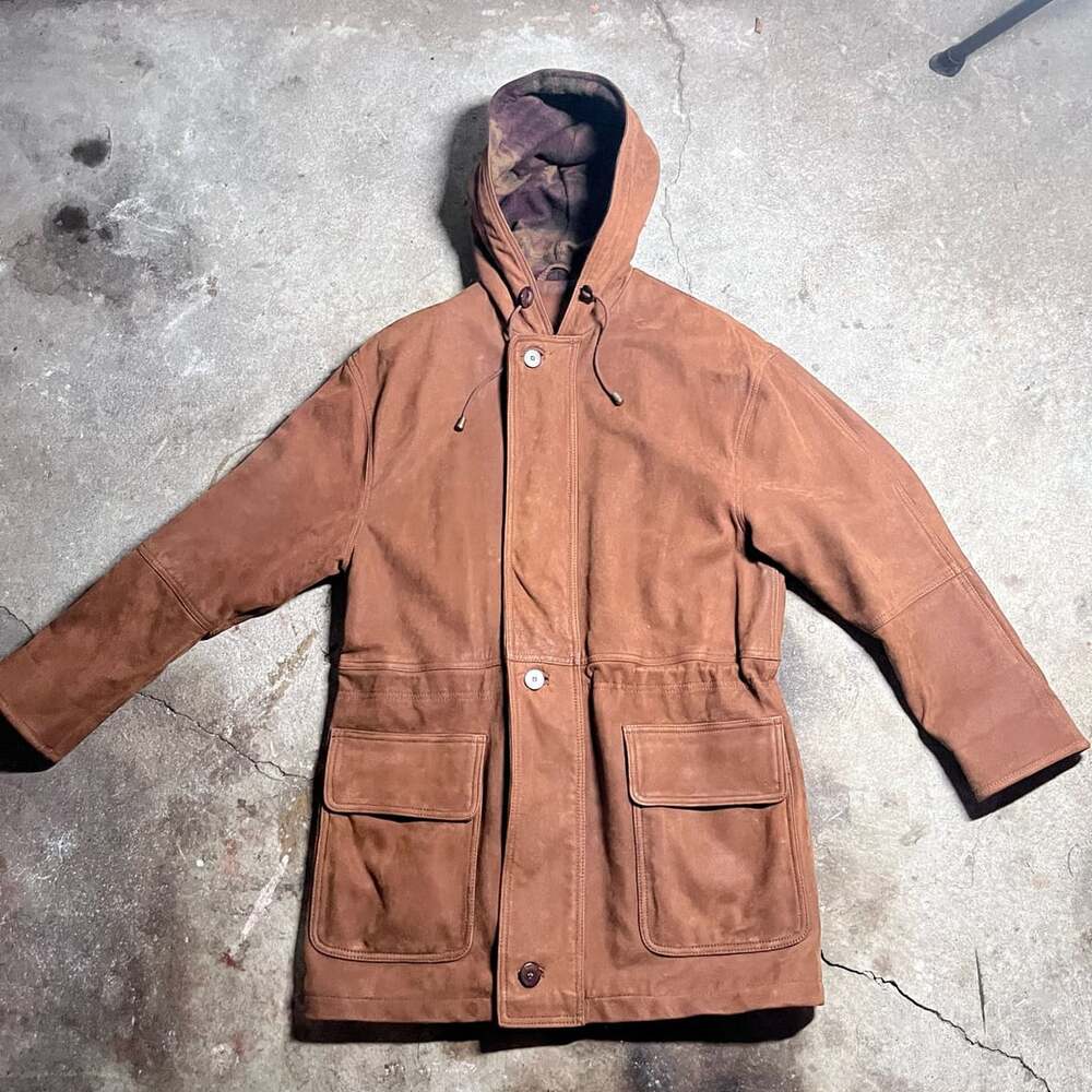 Coach Suede Leather Blanket Lined Hooded Jacket Coat Style C5K-0949
